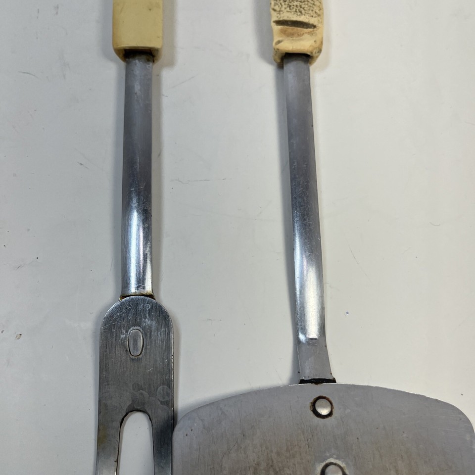 Sears Merry Mushroom Utensils Prong Fork Spatula Distressed Vtg See