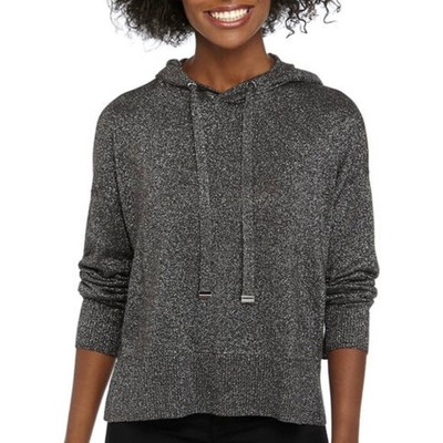 Tommy Hilfiger sz S Knit Lurex Hoodie Sweater Metallic Gray Long Sleeve  Logo | eBay