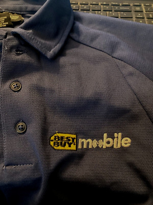 Best Buy  Mobile blue short sleeve polo golf work   Shirt men's Large