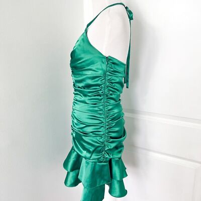 Vintage Jessica McClintock Emerald Green 90s Ruched Ruffle Halter Mini Dress | eBay Vintage Jessica McClintock Emerald Green 90s Ruched Ruffle Halter Mini Dress | eBay