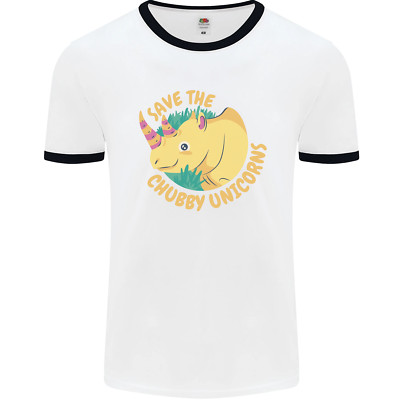 Save the Chubby Unicorns lustiges Nashorn Herren Ringer T-Shirt