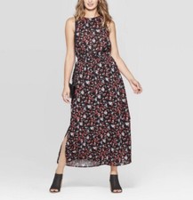 NWT Universal Thread Medium Black Red Floral Maxi Dress
