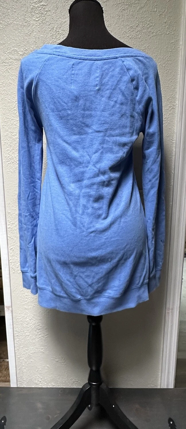 UNDERCOVER Victoria Secret Felpa Donna Abito Blu Tunica Scoop Manica Lunga Taglia S