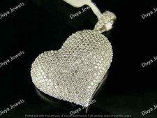 Women's 2.50CT Round Cut Moissanite Heart Pendant Necklace 14k White Gold Plated