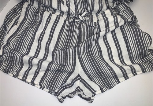 Bella Dahl Romper Jumpsuit Sz S striped Open Back with Tie linen 2055 - Picture 4 of 7