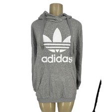 Adidas Originals Women's Trefoil Hoodie Size Medium Gray Hooded Sweatshirt 2-15