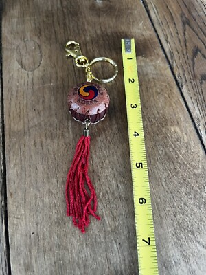 Vintage Korea Drum Tassle Travel Souvenir Metal Keychain Key Ring Charm