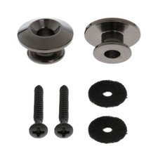 2 pieces black strap button with fastening screw for electric guitar bass