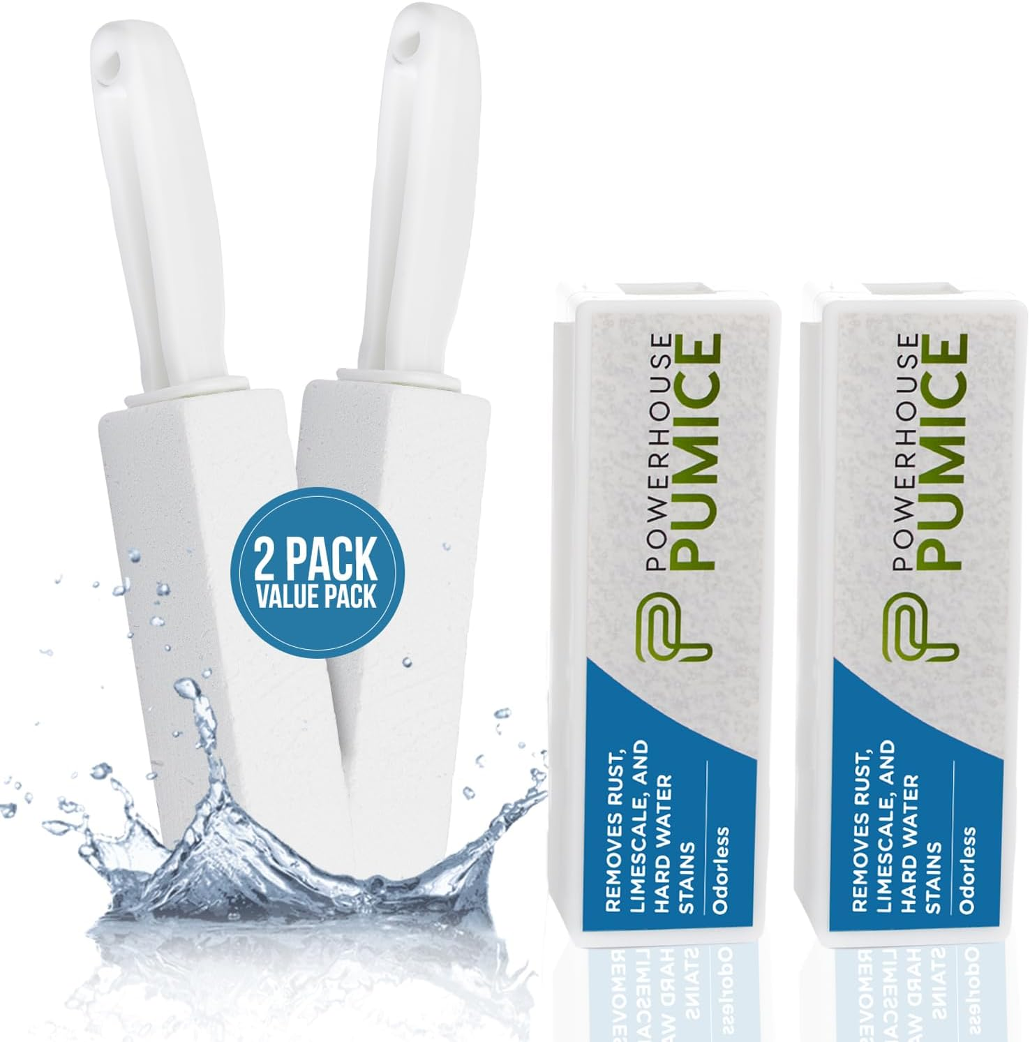 Pumice Stone Toilet Bowl Cleaner with Handle (2-pack) - A Solution for Hard W...