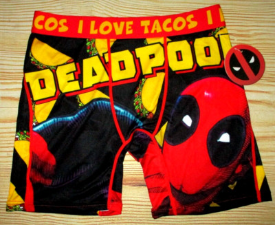 MENS MARVEL DEADPOOL I LOVE TACOS BOXER BRIEF SIZE S (28/30)