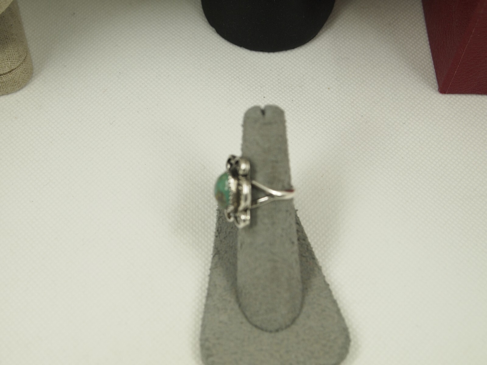 Sterling Silver Braided Scroll Work Turquoise Rin… - image 2