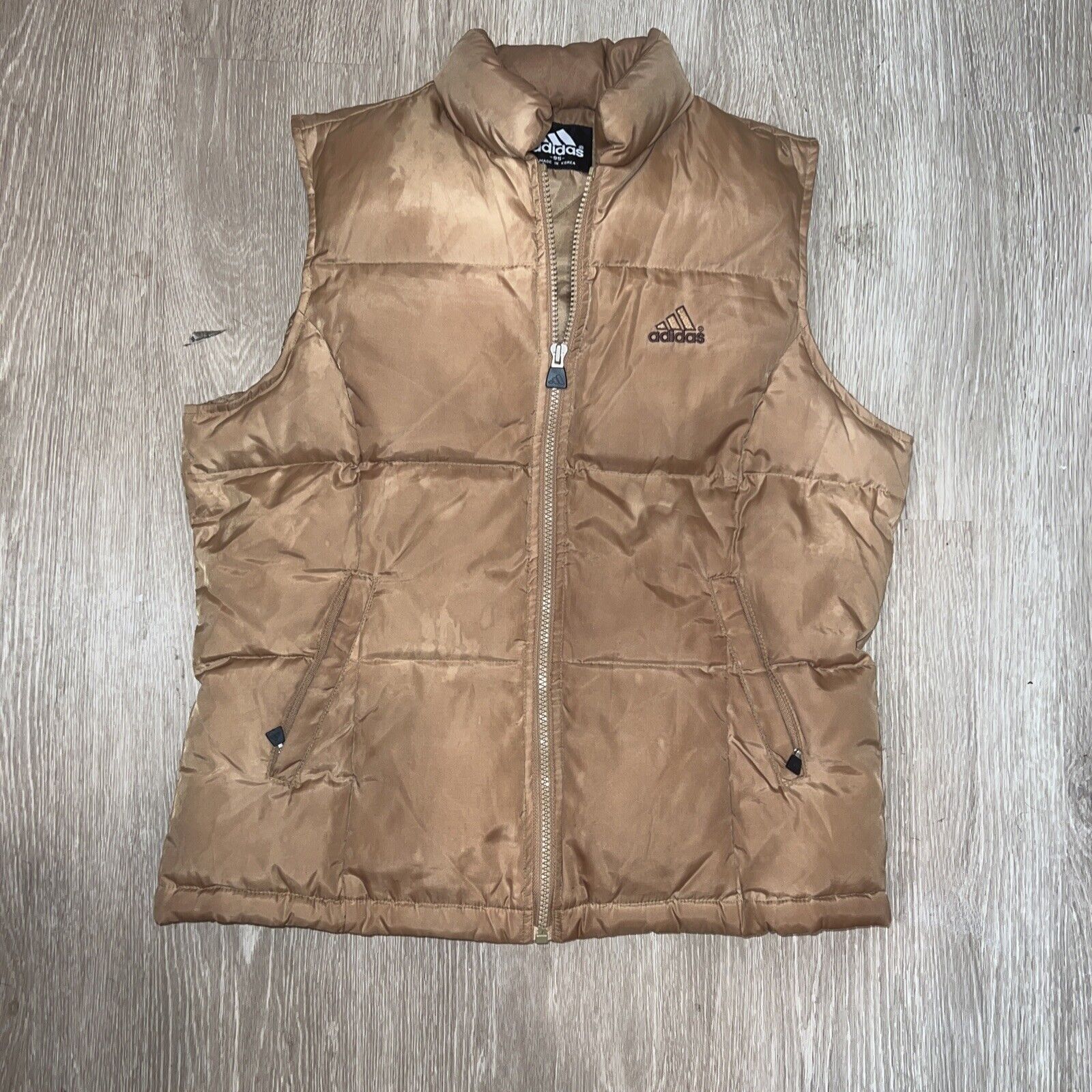 vintage 90s adidas puffer vest wheat brown womens size large