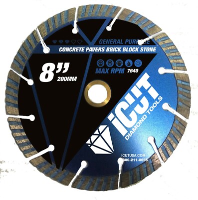 5 Pack - 8'' ICUT supreme turbo segmented diamond blade segment all purpose