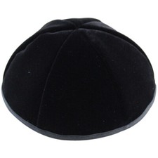 21 cm size 5 Premium Black Velvet 6 Panels Kippah Hard Wearing lining Bottom Rim