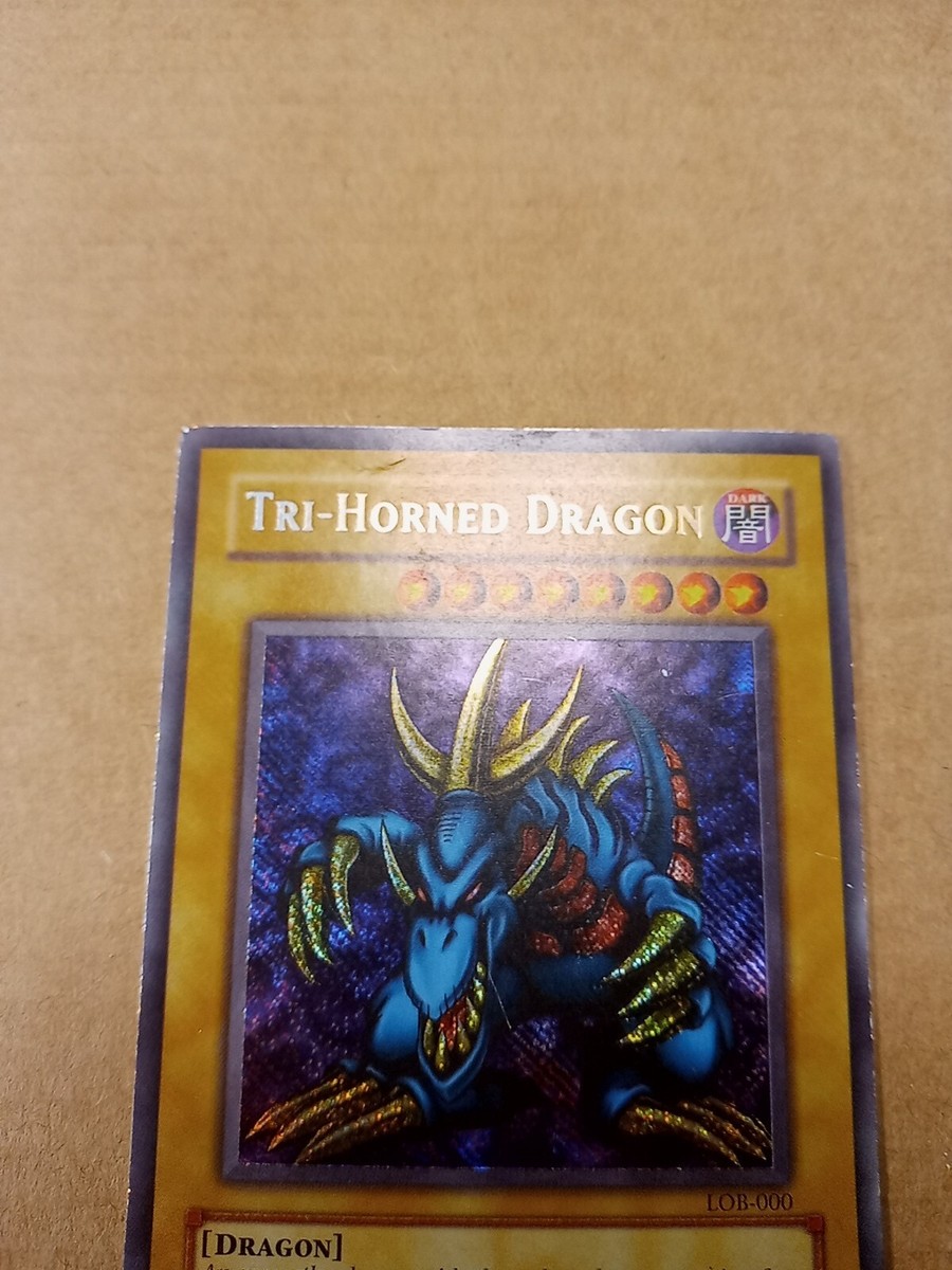 Tri-Horned Dragon LOB-000 unl Secret Rare Yugioh MP HOLO MISPRINT