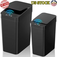 Bathroom Smart Motion Sensor Trash Can 2 Pack 4 & 2.2 Gallon Waterproof Black US