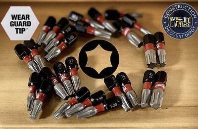 T10 T15 T20 T25 T27 T30 T40  New Milwaukee SHOCKWAVE 1 in. 26 Pc Torx Bit Set