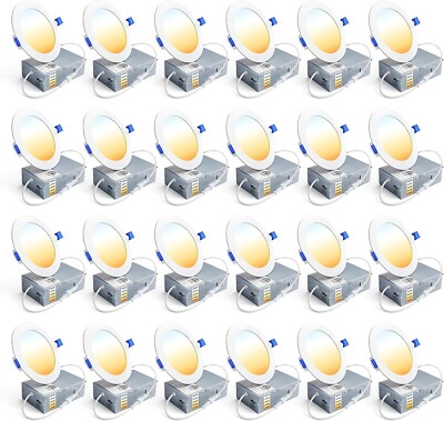Ensenior 24 Pack 4 Inch Ultra-Thin LED Recessed Ceiling Light Junction Box ETL
