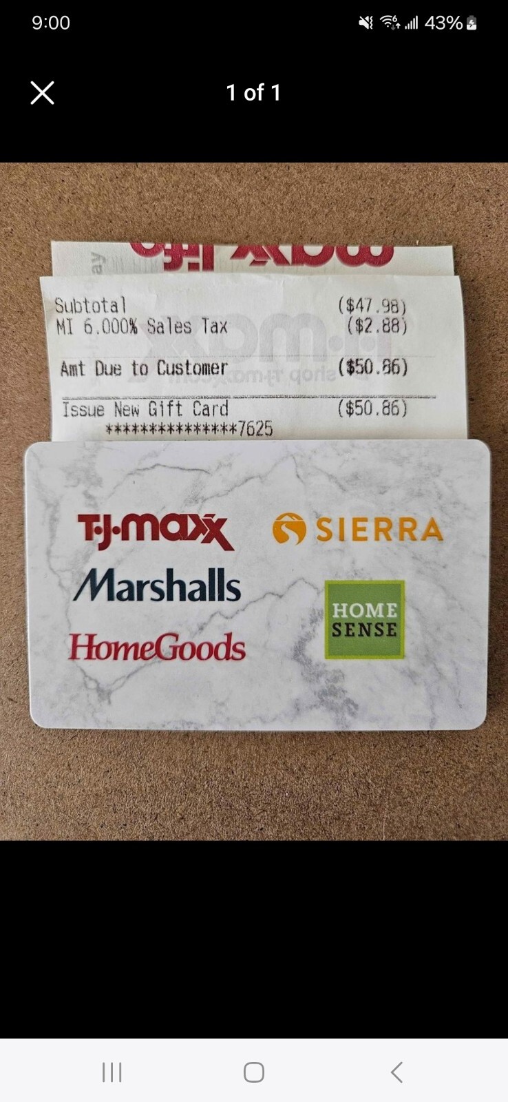 TJMAXX Gift Card 50 eBay
