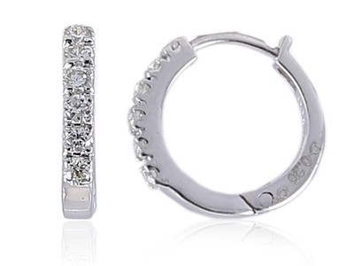 Boucles D'oreilles En Or Blanc 18K Avec Diamants Pave 0,75 Carats - Style Cerceau