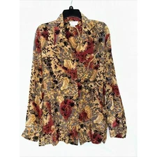 Vintage TESS 100% Silk Size Large Button Down Shirt Dark Fairy Whimsigoth Witchy