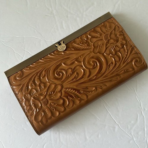 Patricia Nash Cauchy Leather Frame Wallet Tooled RFID Biscuit NWT eBay