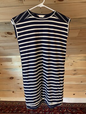 MINT Crewcuts NAVY & WHITE Striped Cap Sleeve Shift Dress Tulle Overlay Girls' 8