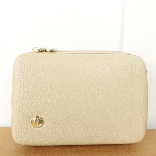 Giorgio Armani Small Travel Hard Case for Eva Air Almond Designer Gold Hardware