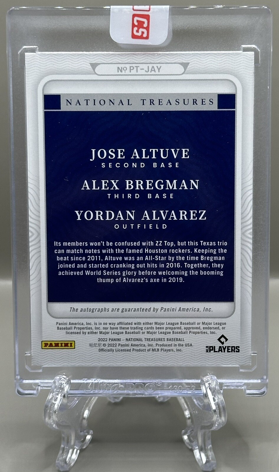 Jose Altuve/Alex Bregman/Yordan Alvarez 2022 National Treasures Auto 4/7! Astros view 2