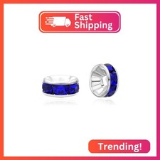 50pcs Adabele AAA 12mm Rhinestone Silver Rondelle Beads Sapphire Blue