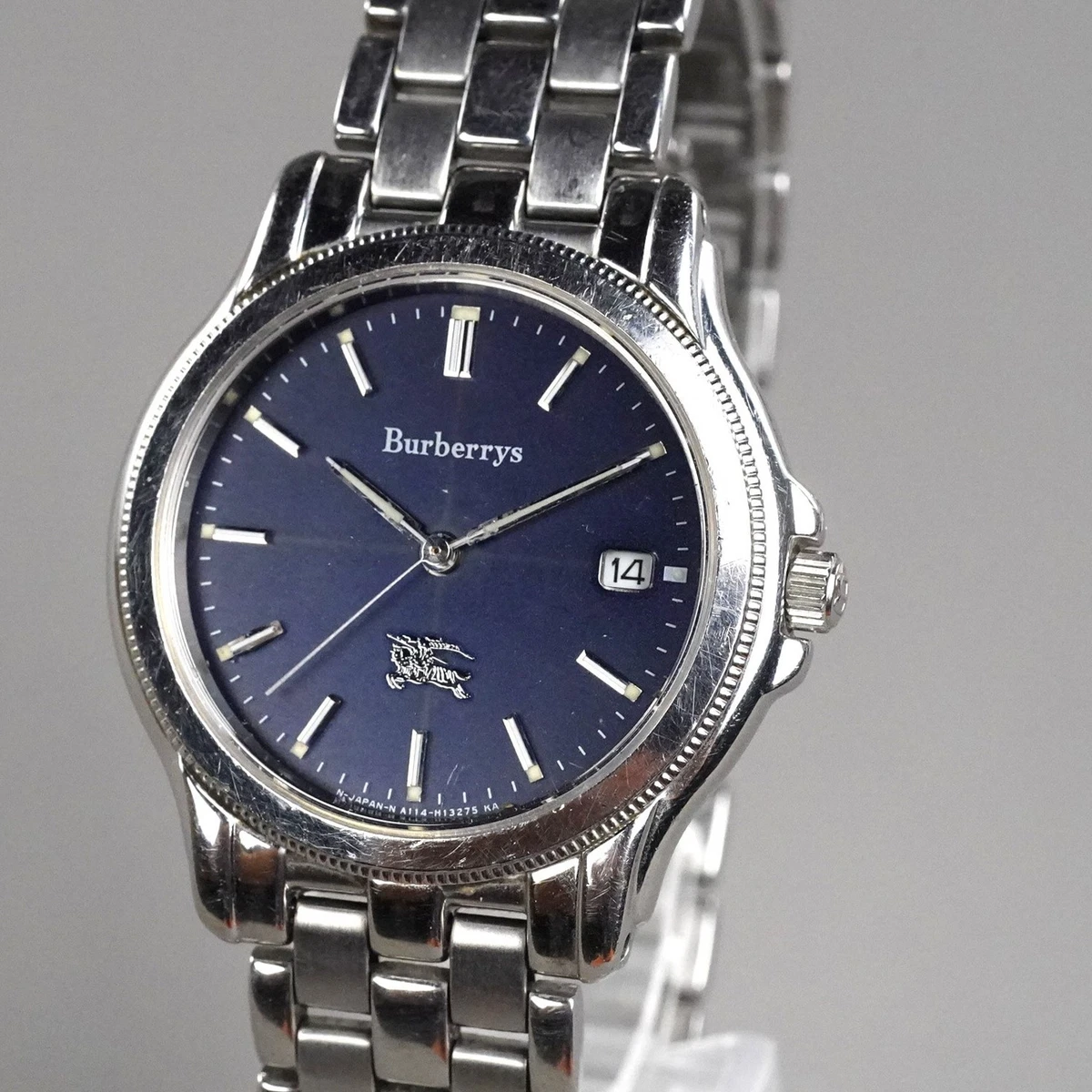 Burberrys Vintage Men's Watch A114-H07383 Silver 36mm New Battery