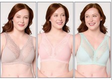 BREEZIES SOFT SUPPORT LACE WIREFREE UNLINED BRA SET OF 3-TURQ-3X