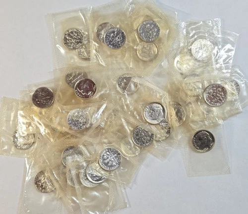 1957 P Roosevelt Dime Proof in Mint Cello 90% Silver 10c Coin (50) Coins #A-635