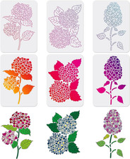 6 Pcs Layered Hydrangea Stencil 11.7x8.3 - Flower Painting Template for Wood, Ca