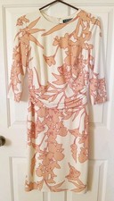 Lauren Ralph Lauren Peaches & Cream Floral Shift Dress Size 4 EUC