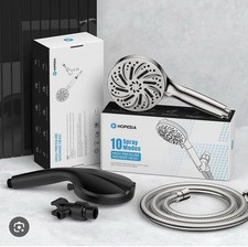 Shower Head Handheld High Pressure 10 Jet Modes 5ft Hose Silvery Chrome