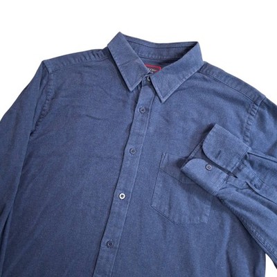 UNTUCKit Mens Button Down Shirt XL Navy Blue Slim Fit Flannel Cotton Long Sleeve