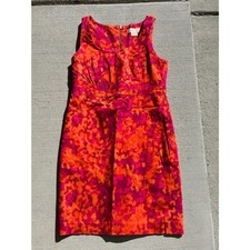 Michael Kors Persimmon Red Orange Sleeveless Floral Sheath Dress Size 8 Petite