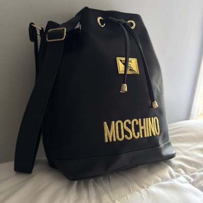 Moschino Bucket Drawstring Redwall Vintage Black Nylon  display picture 1
