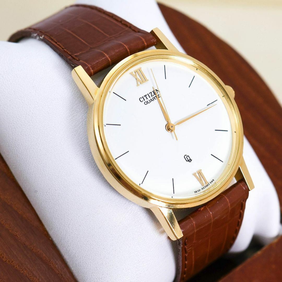 Citizen Cq Gold Watch Leather 1975 Used