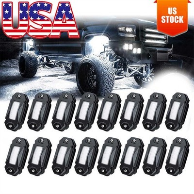 LED Rock Lights White  High Power For Jeep Offroad Boat Truck UTV ATV RZR 16Pod