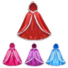 Girls Christmas Hooded Cloak Princess Cape Kids Party Cosplay Costume Pink,Blue