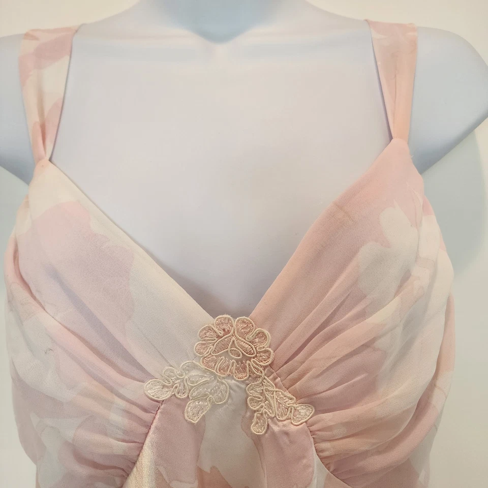Y2K Gilligan & O'Malley Pink Babydoll Floral Coquette Fairy Slip Dress Gown M - Image 3 of 4