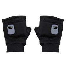 Rechargeable Typing Fingerless Gloves 360 Degree Heated Winter Windproof BLACK