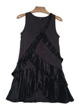 GAP Ruffle Sleeveless Black Dress Womens Size 8 Pleated Cocktail Party Goth