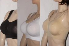 ComfortEase Seamless Microfiber Bras - Set of 3 - Black White Beige 