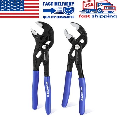 WORKPRO 2PC 7'' Plier Wrench Groove Joint Plier Set Quick Adjustment Wide Opening