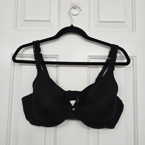 Natori black Pure Luxe Underwire T-Shirt Bra adjustable straps size 38D lace 