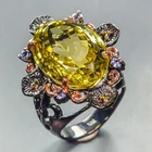 Vintage 33 ct Natural Lemon Quartz Ring 925 Sterling Silver Size 8.5 /R448607