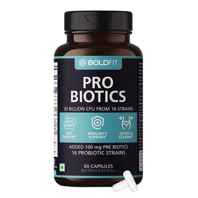 Boldfit Probiotics Supplement 30 Billion CFU 16 Strains & Prebiotics 60 Veg caps